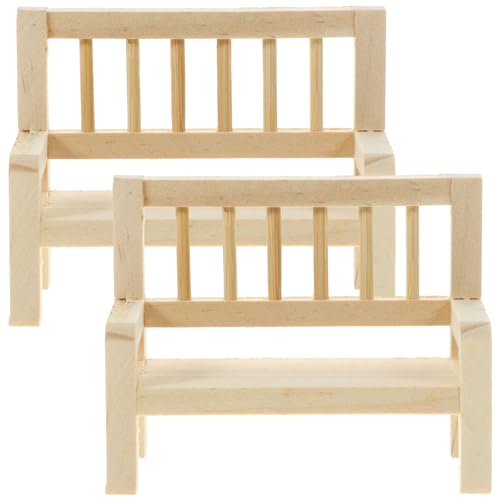 VICASKY 2pcs Miniatur Holzbank Puppenhaus Möbel Simulieren Bank Modell Für Mini Zubehör von VICASKY