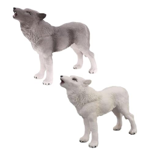 VICASKY 2St Simuliertes Wolfs Modell Mini-Wolf-Dekor Glückstierstatue Minitiere Spielzeug Ornament realistische Wildtierfiguren lebensechter Wolf Puzzle schmücken Zubehör Dekorationen Kind von VICASKY