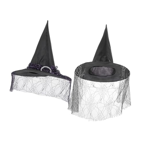 VICASKY 2St Zaubererhut Karnevalsmützen Halloween-Hüte Hexenhüte für Frauen Party-Hexenhüte halloween kopfschmuck halloween kopfbedeckung Hexenhut Kostümzubehör Gittergewebe von VICASKY