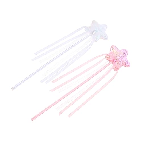 VICASKY 2St Zauberstab Die Prinzessinnen-Party-Zauberstäbe Märchenkostüm Fairy Wand für Kinderparty Halloween-Cosplay-Zauberstäbe Sternförmige Feenstäbe Stoff Weiß von VICASKY