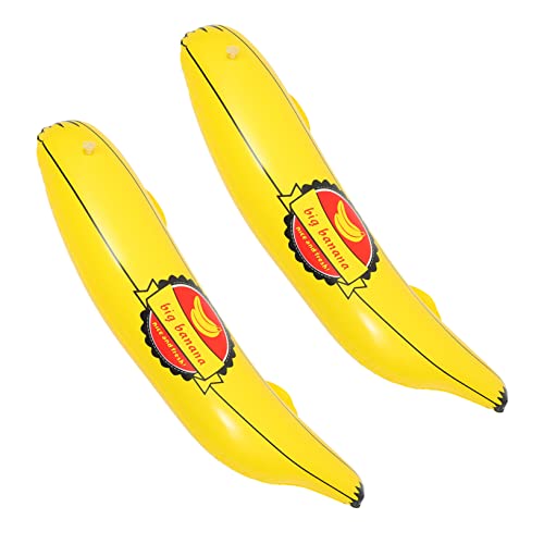 VICASKY 2St aufblasbare banane schwimmende Banane Aufblasbare Schwimmbecken Bananen-Ringwurfspiel schweben Spielzeug Party-Plastik-Bananenstütze Luft pusten Requisiten Hammer PVC von VICASKY