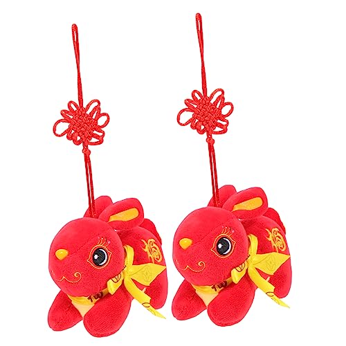 VICASKY 2St kleine Hasenpuppe Bären weiches Hasenspielzeug Plüschpuppe Tiere kinderzimmerdeko Hasen Kuscheltier Desktop-Kaninchenpuppe Jahr der Hasenpuppe Polyester rot von VICASKY