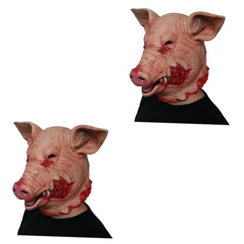 VICASKY 2St tierische Maske halloween tiermaske schweinemaske halloween Gruselige Schweinemaske hölzern Tiermasken Halloween-Maske gruselige Tiermaske Schweinekopfmaske Cosplay Requisiten von VICASKY
