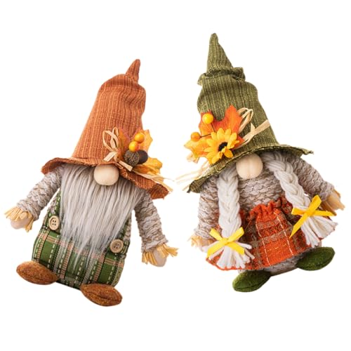 VICASKY 2Stücke Herbstzwerg Puppen Niedliche Dekoration Gestrickte Figuren mit Fischerhut für Thanksgiving und Weihnachten VICASKY 2Stücke Herbstzwerg Puppen Niedliche Dekoration Gestrickte Figuren mit Fischerhut für Thanksgiving und Weihnachten von VICASKY