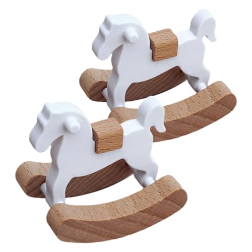 VICASKY 2Stücke Holz Schaukelpferd Puppenhaus Zubehör Klassisches für Puppenhäuser Kreatives Hochwertiges Holz für Miniatur Dekoration und Fotografie von VICASKY