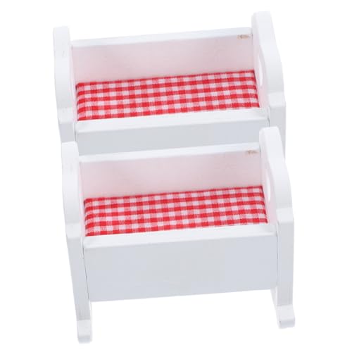 VICASKY 2Stücke Puppenhaus Babybett aus Stilvolles Puppenbett Zubehör für Kinderzimmer Dekoration für Kindertag Maßstab von VICASKY