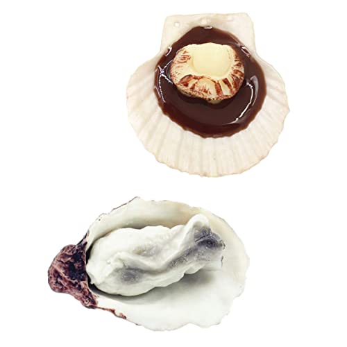VICASKY 2st Austern-jakobs-Modell Emulierte Lebensmittelmodelle Lebendige Austernmodelle Aus Kunststoff Simulation Frische Auster Gefälschtes Frisches Austernmodell Desktop-Food-dekore PVC von VICASKY