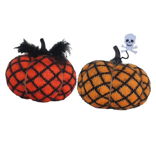 VICASKY 2st Halloween-kürbisspielzeug Für Gefälschte Jack-o-Laterne Gefüllter Kürbisplüsch Simulation Mini-kürbisse Fallen Künstliche Kürbisse Halloween-kürbis-Ornamente Polyester von VICASKY