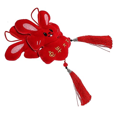 VICASKY 2st Kaninchen-anhänger Kleines Mädchen Frosch Plüschspielzeug Plüschtiere Panda Plüschtier Kaninchen Zum Aufhängen An Der Wand Cartoon-Kaninchen Rot Kristallsamt von VICASKY