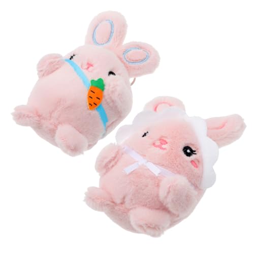 VICASKY 2st Kaninchen-plüsch-Puppe Kaninchen Puppe Schlüsselanhänger DIY-hängedekoration Hasenpuppen-taschenanhänger Mit Ostermotiv Puppe DIY Anhänger Handwerk DIY Kurzer Plüsch Rosa von VICASKY