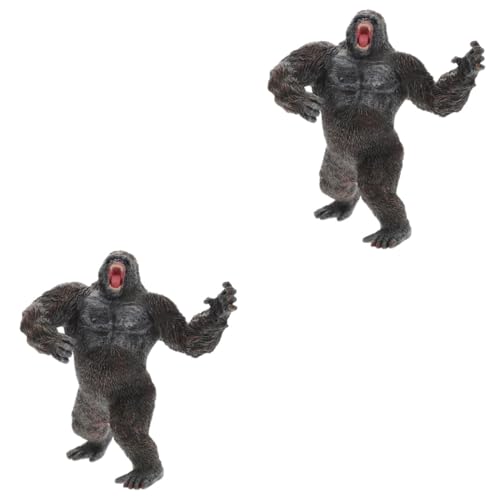 VICASKY 2St King -Modell Waldtierstatue Gorilla-Statue Modelle Kinderspielzeug Schimpansen-Statue Simulationsmodell eines Schimpansen König schmücken Puppe Plastik von VICASKY