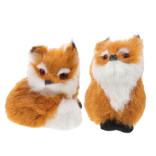 VICASKY 2st Kleine Fuchsverzierung Fuchs-Ornament Simulation Plüschtiere Plüschtier Fuchs Waldtierfiguren Kuscheltiere Aus Dem Wald Simulationstiere Fuchsplüsch Kunstfell Light Brown von VICASKY