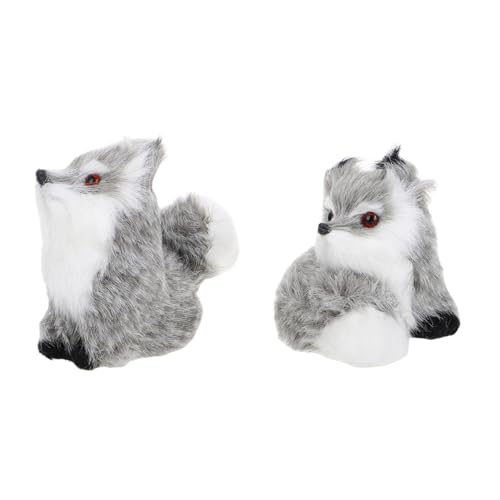 VICASKY 2st Kleine Fuchsverzierung Simulation Plüschtiere Fuchsplüsch Plüschtier Fuchs Waldtierfiguren Simulationstiere Kuscheltiere Aus Dem Wald Fuchs-Ornament Fuchs-Statue Grey Kunstfell von VICASKY
