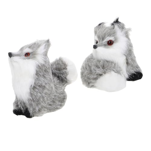 VICASKY 2st Kleine Fuchsverzierung Simulation Plüschtiere Plüschtier Fuchs Waldtierfiguren Fuchs-Ornament Simulationstiere Fuchsplüsch Kuscheltiere Aus Dem Wald Plüschfuchs Grey Plastik von VICASKY