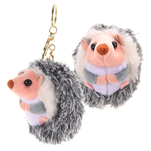 VICASKY 2st Kleiner Igel-anhänger Plüsch-Igel-Puppe Plüsch-schlüsselanhänger Mini-Igel Mini-plüschtiere Hamsterkäfig Cartoon Hängende Dekoration Plüsch Igel Dark Grey Pp Baumwolle von VICASKY