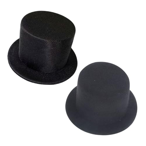 VICASKY 2st Mini-Hut DIY-bastelset Für Den Winter Zylinder Für Männer Kleiner Hut Kleine Weihnachtsmützen Beanie-mütze Schneemann-Zylinder Top-hat-kostüm Schneemann-kit Eisig Stoff Black von VICASKY