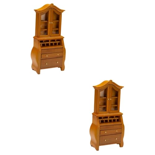 VICASKY 2st Mini-puppenhaus Bücherregal Mini-holzschrankmodell Puppenhauszubehör Mini-hausmöbel Mini-möbel Puppenhausmöbel Huanghuali-Holz Miniatur Vertikaler Schrank Kind von VICASKY