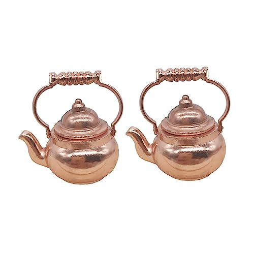 VICASKY 2st Mini-wasserkocher-Modell Plüsch Meeresdekoration Wandleuchte Bilderrahmen Desktop-trophäe Babylöffel Puppenhaus-miniaturen Kinderspielzeug Flippige Dekoration FA Messing Golden von VICASKY