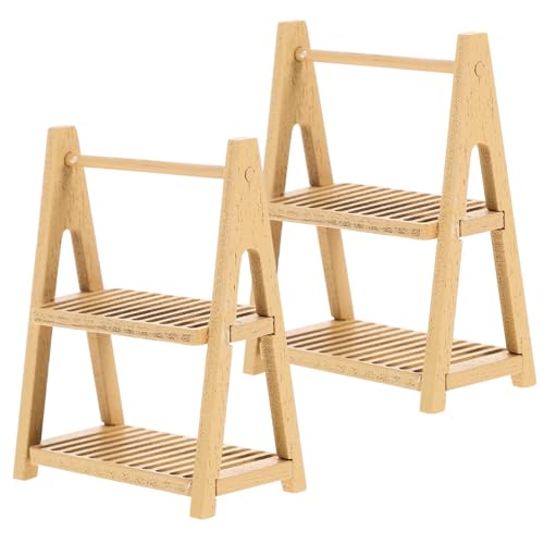 VICASKY 2st Puppenstuben-brotregal Miniaturen Zum Basteln Winzige Hausdekorationen Fotografie-modellregal Miniaturmöbel Mini Möbel Miniatur-Dinge Puppenhaus-miniaturen Mini-regaldekor Holz von VICASKY