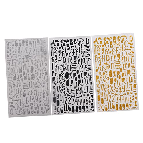 VICASKY 3 Blätter Selbstklebende und Zahlenaufkleber Glitzernde Dekoration für DIY Projekte für Scrapbooking Karten Geschenktags und Mehr von VICASKY