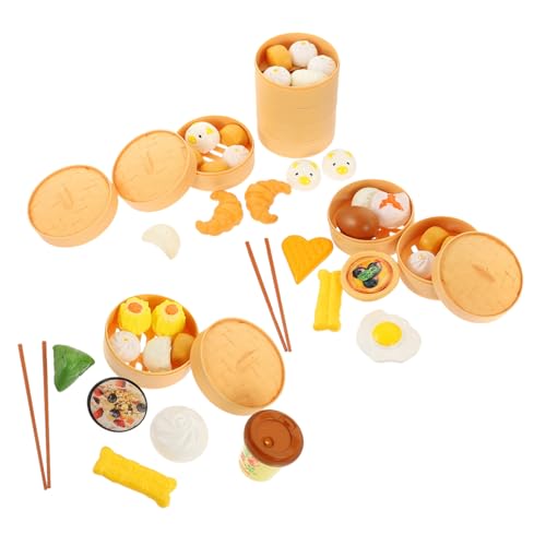 VICASKY 3 Dampfbrötchen-Set Essen Vorgeben Rollenspiel Spielzeug Für Kinder Kinderspielzeug Essen Im Puppenhaus Küchenspielzeug Anzug Lernspielzeug Plastik Mini Lebensmittel von VICASKY