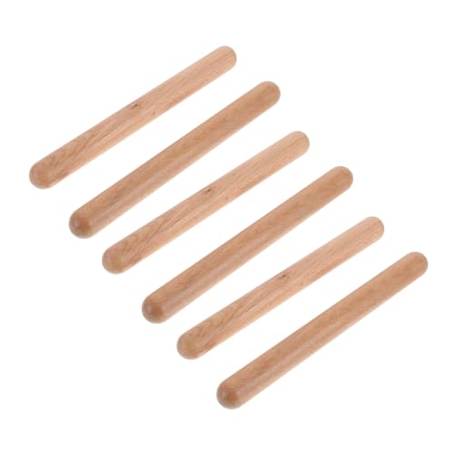 VICASKY 3 Paare Rhythm Sticks aus Massivem Hartholz Natürliche Farbe Percussion Instrument für Anfänger Fördert Musikalisches Talent und Rhythmusgefühl von VICASKY