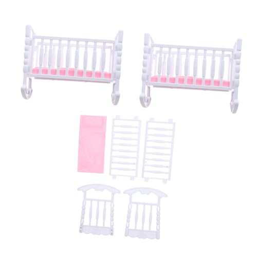 VICASKY 3 Pcs Doll Shaker Accessoires Mini Toys Babypuppe Crib Puppenzubehör Plastik Doll Cradle Model Mini House Prop Doll Cradle Spielzeugpuppe Dekoration Pp White von VICASKY