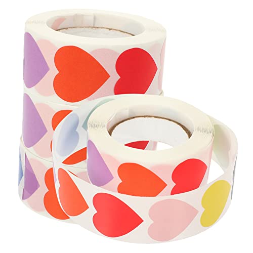 VICASKY 3 Rollen Aufkleber Tag Blanko Etiketten Sticker Geschenkaufkleber Herzaufkleber Herzetiketten Fun Sticker Versiegelungsaufkleber Lustige Sticker von VICASKY
