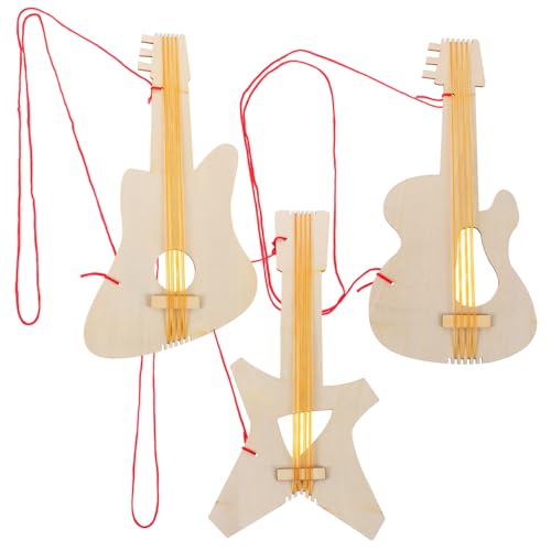 VICASKY 3 STÜCKE Teiliges DIY Holz Gitarre für Blanko Musikinstrument zum Malen und Basteln für Geburtstagsfeiern und Kreative Bastelprojekte von VICASKY