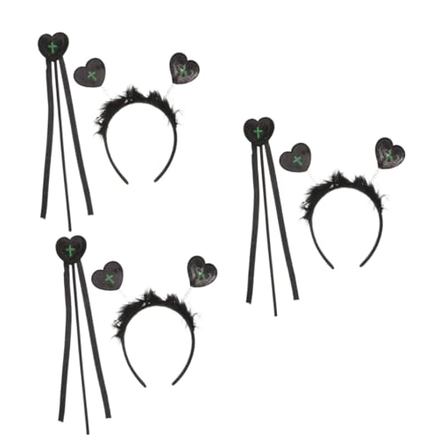 VICASKY 3 Sätze Halloween Haarreif mit Herz Design Leichtes Bequemes Stirnband für Mädchen Kreatives Party Cosplay Zubehör für Halloween Geburtstags und Kostümfeiern von VICASKY