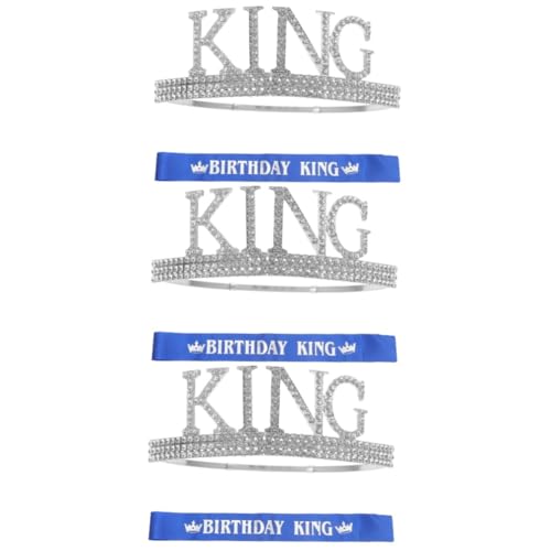 VICASKY 3 Sätze King mit Strass Silberfarbene Herren Krone und Blaue Schärpe Geburtstag Party Kostüm Zubehör für Fasching Prom Rollenspiel und Festliche Anlässe Teiliges VICASKY 3 Sätze King mit Strass Silberfarbene Herren Krone und Blaue Schärpe Geburtstag Party Kostüm Zubehör für Fasching Prom Rollenspiel und Festliche Anlässe Teiliges von VICASKY