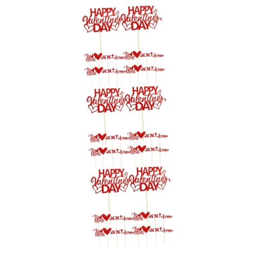 VICASKY 3 Sätze Kucheneinsätze Zum Valentinstag Party Valentinstag Kuchen Dekore Cupcake-kuchen-picks Dekorative Obstspieße Hochzeits-cupcake-topper Rot Hölzern 50 Stück * 3 von VICASKY