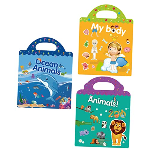 VICASKY 3 Stickerbuch Aufkleber Für Kinderaufkleber Cartoon Aufkleber Kinderspielzeug Nagelaufkleber Kinderszenen Aufkleber Lernspielzeug DIY Aufkleber Heimdekoration von VICASKY