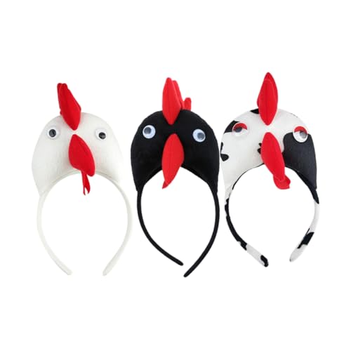 VICASKY 3 Stück Abschlussball-stirnband Huhn Kostüm Für Erwachsene Stirnbänder Kostüm Lustiges Stirnband Lustiger Kopfschmuck Haarzubehör Tierhaar-accessoire Küken-stirnband Stoff von VICASKY