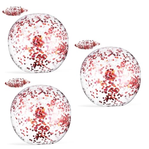 VICASKY 3 Stück Aufblasbarer Glitzer Strandball Wasserspielzeug für Pumpe Poolspielzeug für Unvergessliche Strand und Poolabenteuer von VICASKY