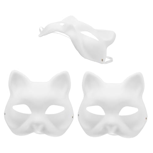 VICASKY 3 Stück Bemalbare Katzenmasken Für Kinder Und Erwachsene, Diy-leermasken Für Halloween, Cosplay, Kostümpartys, Handbemalte Maske Für Kreative Projekte, Weiß VICASKY 3 Stück Bemalbare Katzenmasken Für Kinder Und Erwachsene, Diy-leermasken Für Halloween, Cosplay, Kostümpartys, Handbemalte Maske Für Kreative Projekte, Weiß von VICASKY