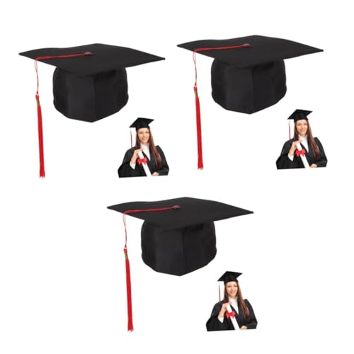 VICASKY 3 Stück Doktorhut für Erwachsene mit Roter Quaste Großes Abschlusskappen Party Zubehör Bequemes Material Wiederverwendbar für Fotoshooting und Feiern VICASKY 3 Stück Doktorhut für Erwachsene mit Roter Quaste Großes Abschlusskappen Party Zubehör Bequemes Material Wiederverwendbar für Fotoshooting und Feiern von VICASKY