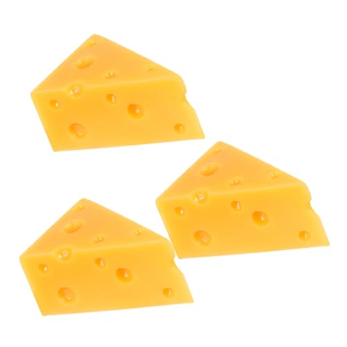 VICASKY 3 Stück Gefälschter Käse , Künstliche Lebensmittel , Käse , Simulation Von Käse , Kuchen , Kunstharz , Flache Rückseite , Künstliches Dessert - Modell Für Bastelarbeiten , , Küche , von VICASKY