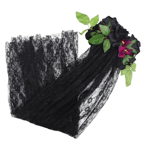 VICASKY 3 Stück Halloween Damen Haarband mit Rosenblüten Schleier Stilvolles Haaraccessoire für Party Tag der Toten und Gruselige Kostüme Langlebig und Einzigartig für Halloween Feiern von VICASKY