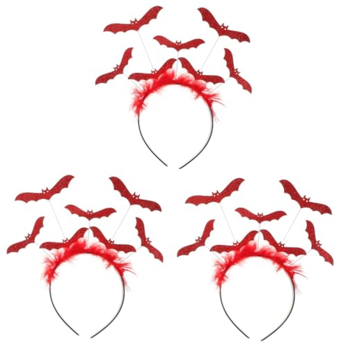 VICASKY 3 Stück Halloween Fledermaus Haarreif Cosplay Stirnband Leichtes Party Accessoire Einheitsgröße Für Frauen Halloween Kostüm Haarschmuck Kreatives Design von VICASKY