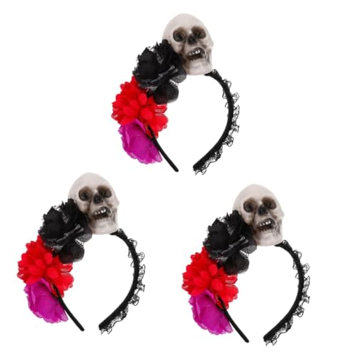 VICASKY 3 Stück Halloween Haarschmuck Skelett Stirnband mit Stoffrosen Leichter Kopfschmuck für Damen Party und Karneval Accessoire Bequemes Halloween Headband für Kostüm und Bühne VICASKY 3 Stück Halloween Haarschmuck Skelett Stirnband mit Stoffrosen Leichter Kopfschmuck für Damen Party und Karneval Accessoire Bequemes Halloween Headband für Kostüm und Bühne von VICASKY