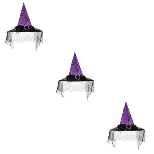 VICASKY 3 Stück Halloween Hexenhut Cosplay Damen Spitzenhut mit Spitzenmuster Verschleißfest Hexen Partyaccessoire für Halloween Kostüm und Mottoparty VICASKY 3 Stück Halloween Hexenhut Cosplay Damen Spitzenhut mit Spitzenmuster Verschleißfest Hexen Partyaccessoire für Halloween Kostüm und Mottoparty von VICASKY