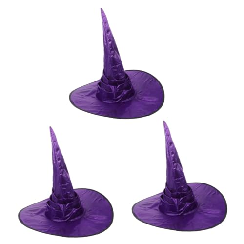 VICASKY 3 Stück Halloween Hexenhut Damen Cosplay Hut Violett Leicht Komfortabel für Halloween Party Kostüm Dekoration Einzigartiges Design für Rollenspiele und Themenpartys von VICASKY