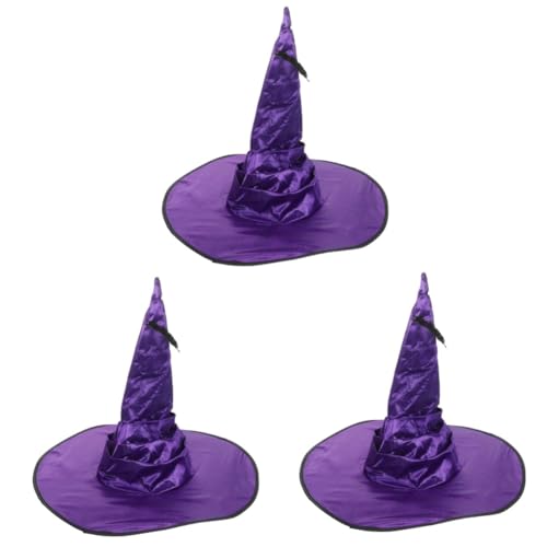 VICASKY 3 Stück Halloween Hexenhut Damen Leichter Bequemer Hexenhut aus Weichem Klassisches Cosplay Kostümzubehör für Party Verkleidung und Halloween Dekoration von VICASKY