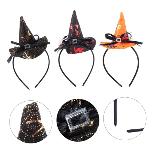 VICASKY 3 Stück Halloween Hexenhut Haarreifen Teiliges Halloween Stirnbänder für Frauen Party Haarband mit Hexenhut Design für Party Cosplay und Festdekoration von VICASKY