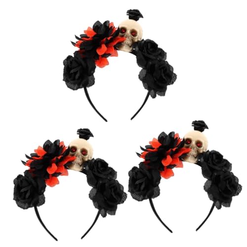 VICASKY 3 Stück Halloween Stirnband Skull Design Leicht und Bequem Party Haarreif für Halloween Cosplay Kostümfestivals und Themenpartys Geeignet von VICASKY