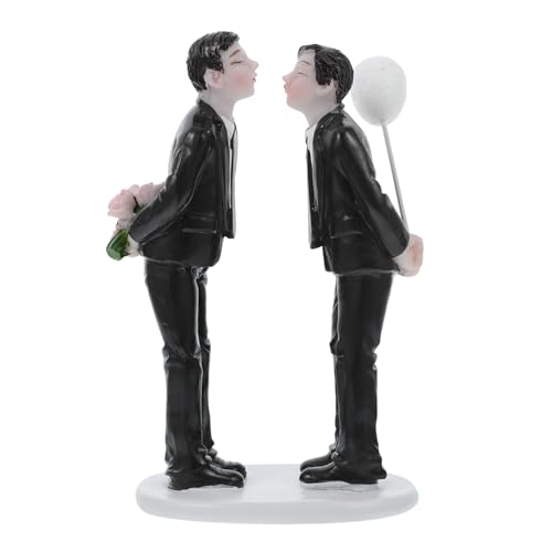 VICASKY 3 Stück Hochzeit Cake Topper Figur Resin Dekoration Schwules Brautpaar Tortenaufsatz für Valentinstag und Hochzeitsfeier von VICASKY