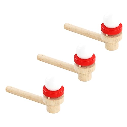 VICASKY 3 Stück Holzkugelgebläse Ball Blasenspielzeug Schwimmendes Zum Blasen Von Bällen Hüpfbälle Für Kugelblasende Spielzeuge Kinderspielzeug Blasende Kugel Hölzern von VICASKY