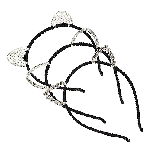 VICASKY 3 Stück Katzenohren Haarreif mit Strass Teiliges für Damen Halloween Stirnband Cosplay Accessoire für Partys und Besondere Anlässe von VICASKY