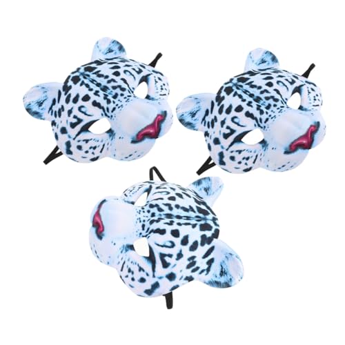 VICASKY 3 Stück Leoparden Halbgesichtsmasken aus EVA Atmungsaktiv Detailreiche Tier Masken für Halloween Karneval Kostümparty und Faschingsdekoration von VICASKY